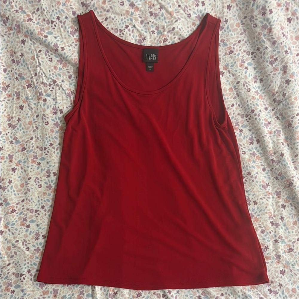 Eileen Fisher Red Tank Top Velvet Style